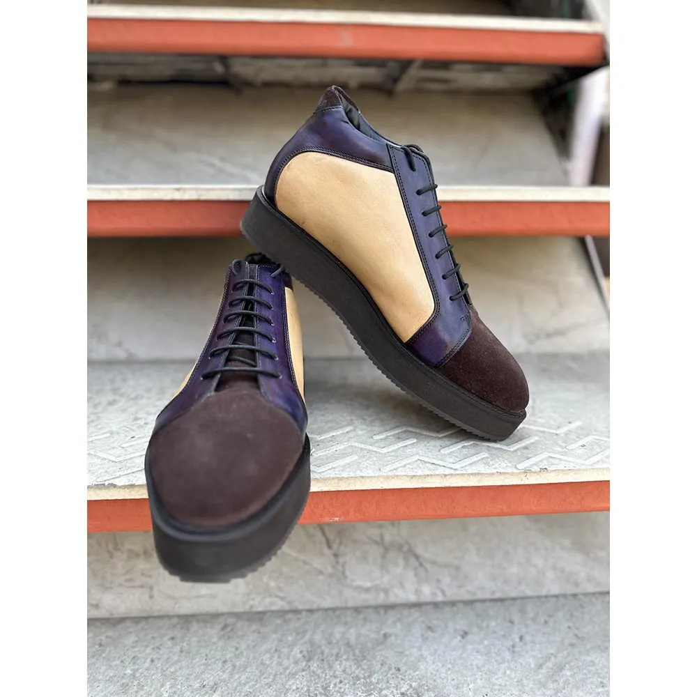 Tri Colour Mid Top Sneakers