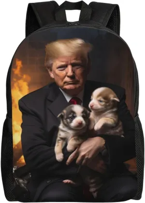 Trump Holding Dog Backpack Waterproof Anti Theft Durable Light Laptop Bag Backpacks For Women Men Travel Gym Backpack