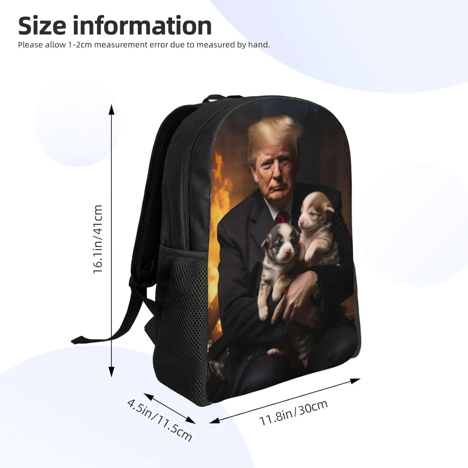 Trump Holding Dog Backpack Waterproof Anti Theft Durable Light Laptop Bag Backpacks For Women Men Travel Gym Backpack