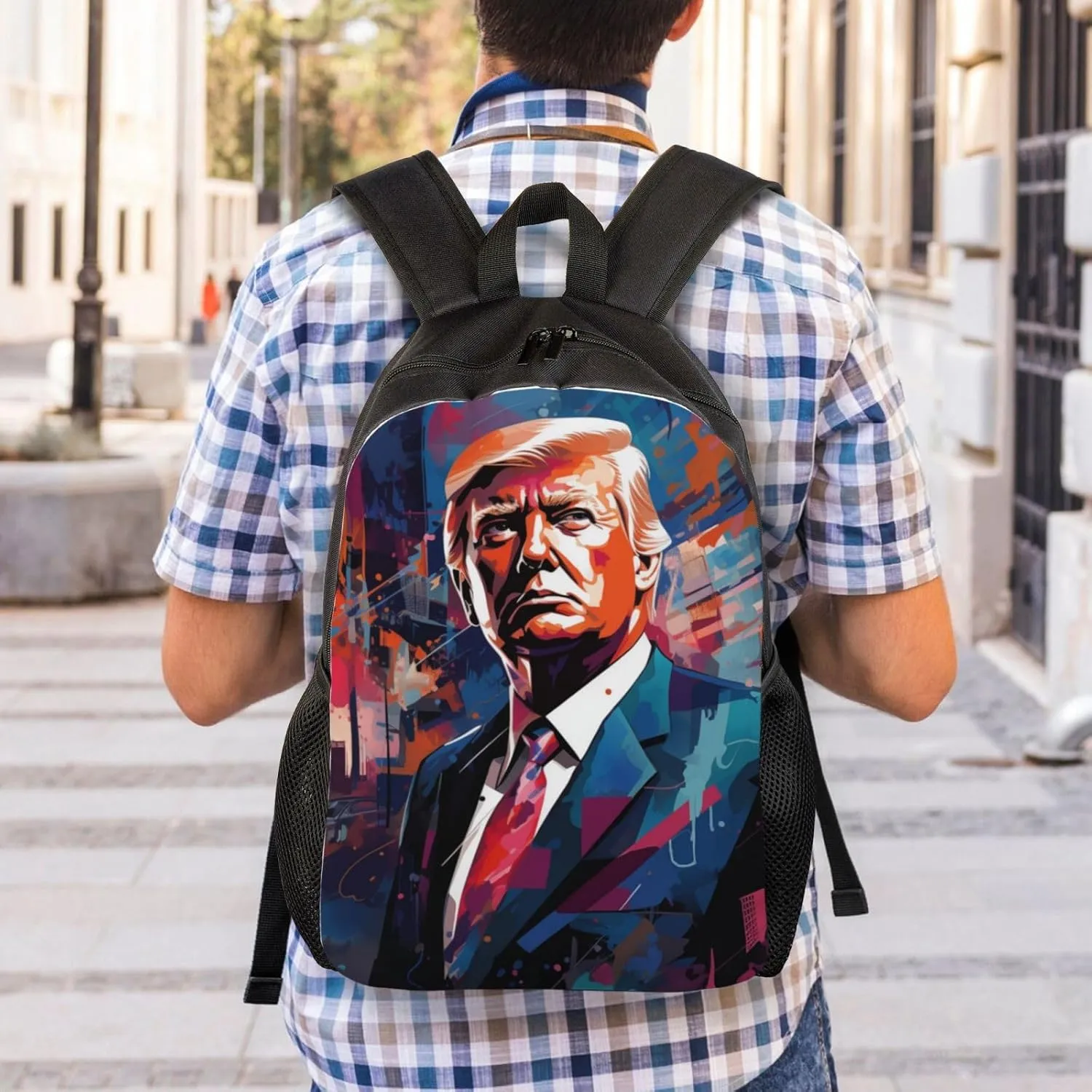 Trump Painting Backpack Waterproof Anti Theft Durable Light Laptop Bag Backpacks For Women Men Travel Gym Backpack