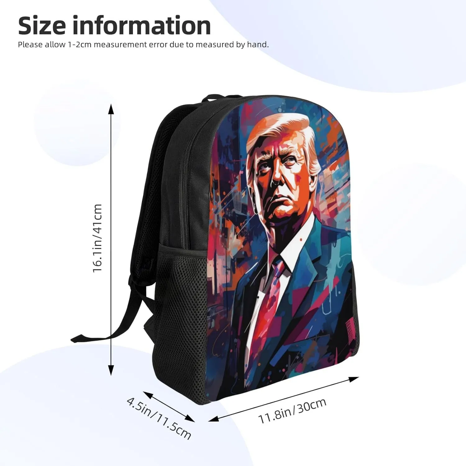 Trump Painting Backpack Waterproof Anti Theft Durable Light Laptop Bag Backpacks For Women Men Travel Gym Backpack