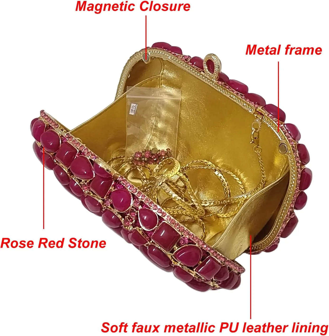 Unique Agate Stones Evening Bags Stone Crystal Clutch Party Handbag Women Glitter Rhinestone Purses Prom