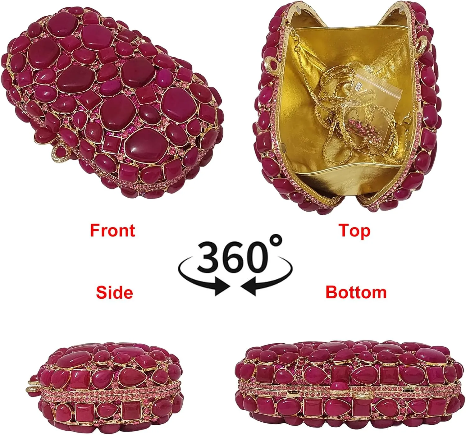 Unique Agate Stones Evening Bags Stone Crystal Clutch Party Handbag Women Glitter Rhinestone Purses Prom