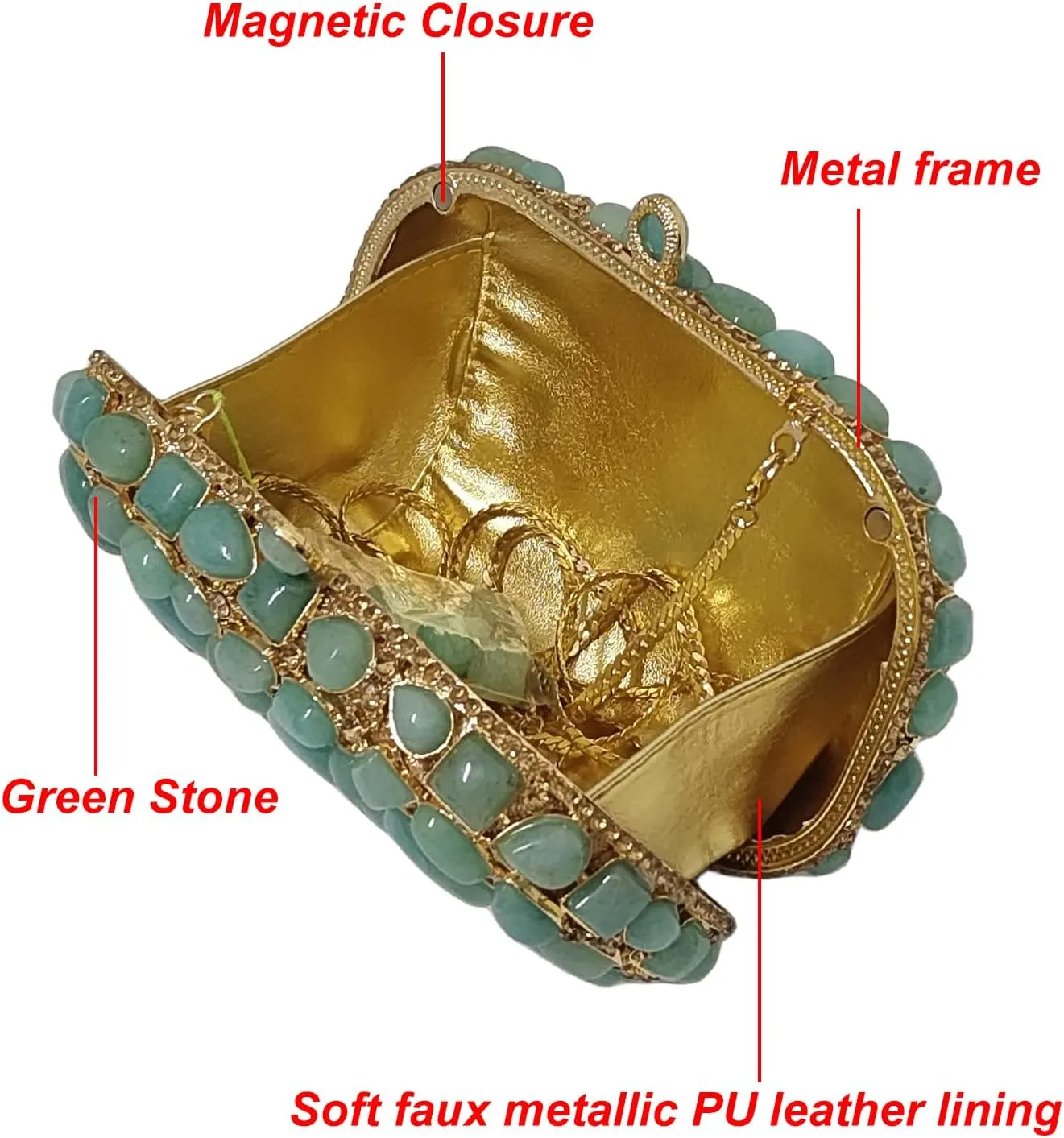 Unique Agate Stones Evening Bags Stone Crystal Clutch Party Handbag Women Glitter Rhinestone Purses Prom