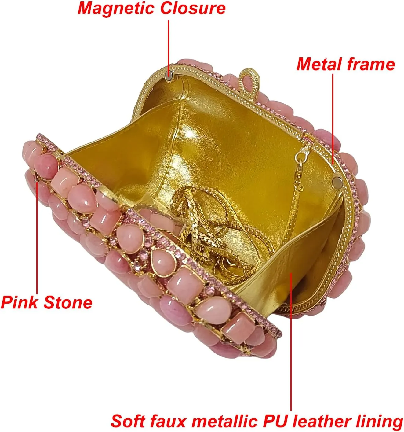 Unique Agate Stones Evening Bags Stone Crystal Clutch Party Handbag Women Glitter Rhinestone Purses Prom