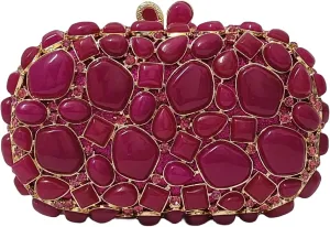 Unique Agate Stones Evening Bags Stone Crystal Clutch Party Handbag Women Glitter Rhinestone Purses Prom