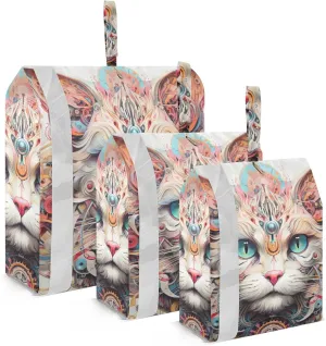 Unique Cat Design Packing Cubes Set of 3, Lightweight Travel Luggage Organizers Foldable Bags for Easy Packing and Organization