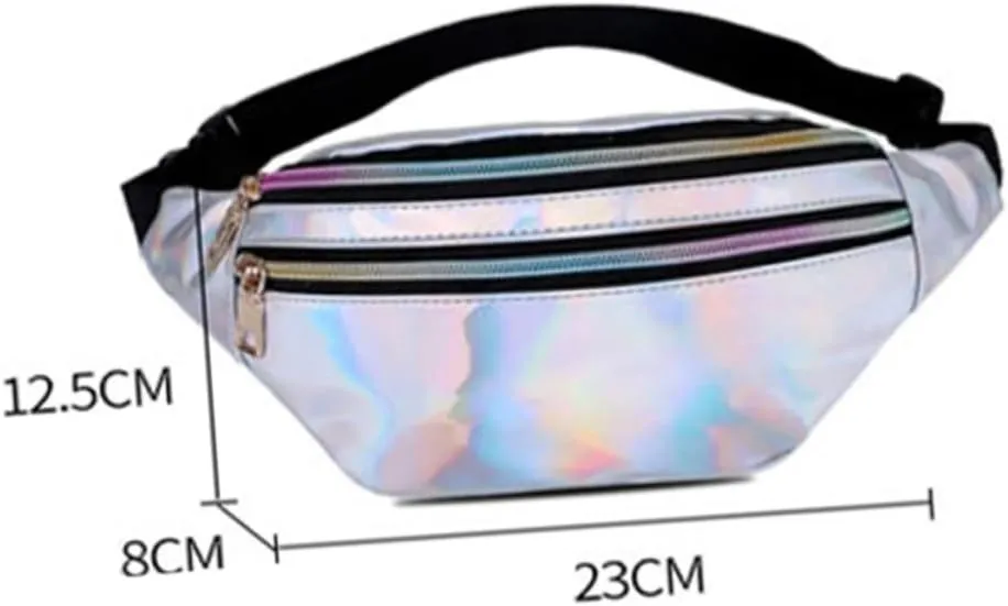 Unique Personality Printing Design -theft Bag Shiny Crossbody Bag Casual Waist Pack Fashion Waist Pouch for Travel