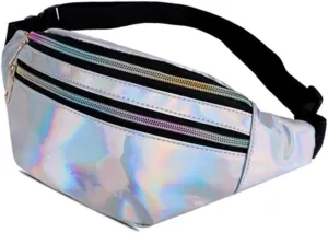 Unique Shiny Waist Pouch Anti-theft Phone Bag for Women Versatile Chest Pack for Travel Hiking Biking Id and Credit Card Slots