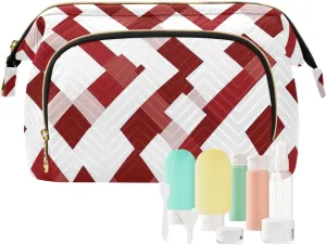 Unique White Red Toiletry Bags Zipper Cosmetic Bags With Zipper Women's Coin Purse for Toiletry Travel Kit Organizer