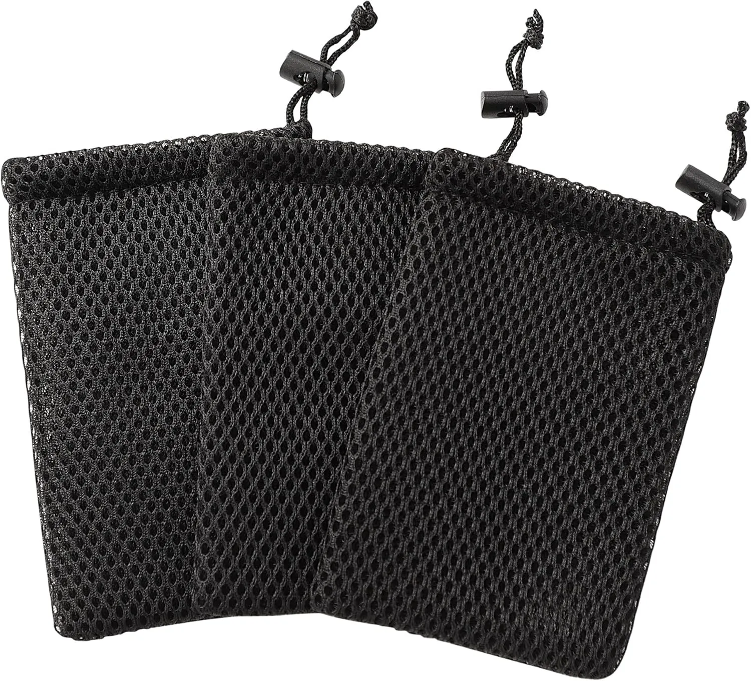 uxcell Nylon Mesh Drawstring Bag, 5 x 3.5 Inch Small Storage Pouch String Bags for Mini Stuff MP3 Charger Earphone Key, 3pcs Travel Kit Organizer for Lipstick Cosmetic Jewelry, Black