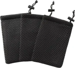 uxcell Nylon Mesh Drawstring Bag, 5 x 3.5 Inch Small Storage Pouch String Bags for Mini Stuff MP3 Charger Earphone Key, 3pcs Travel Kit Organizer for Lipstick Cosmetic Jewelry, Black