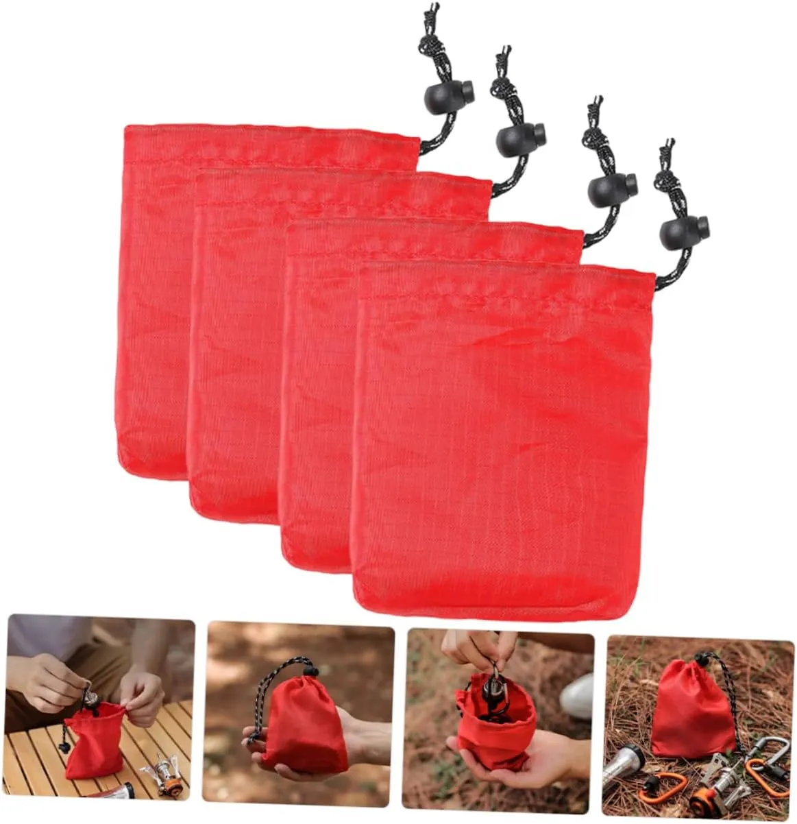 VALICLUD 2sets Polyester Drawstring Tote Bags Reusable Storage Garment Bags for Travel Camping Storage 4pcs*2