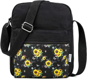 VASCHY Messenger Bag for Girls, Lightweight Canvas Crossbody Bag Purse for Teen Girls Women Fits Water Bottle