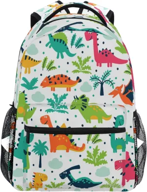 Vdsrup Cute Little Dinosaur Backpack for Girls Kids Boys Forest Tree Dino Dragon School Book Bag Waterproof Student Laptop Backpacks College Carrying Bags Casual Durable Lightweight