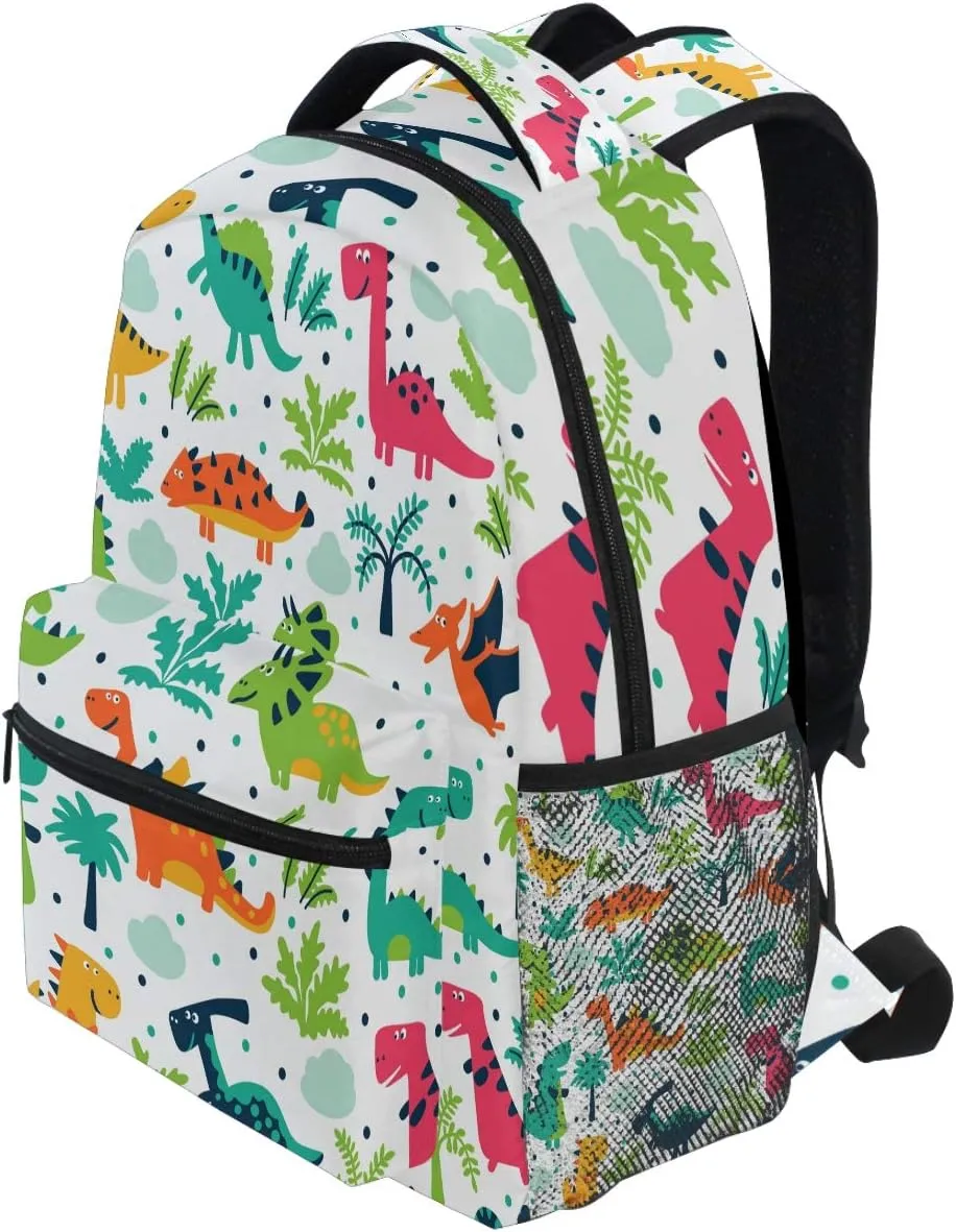 Vdsrup Cute Little Dinosaur Backpack for Girls Kids Boys Forest Tree Dino Dragon School Book Bag Waterproof Student Laptop Backpacks College Carrying Bags Casual Durable Lightweight