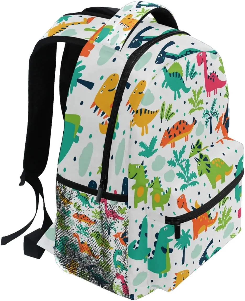 Vdsrup Cute Little Dinosaur Backpack for Girls Kids Boys Forest Tree Dino Dragon School Book Bag Waterproof Student Laptop Backpacks College Carrying Bags Casual Durable Lightweight