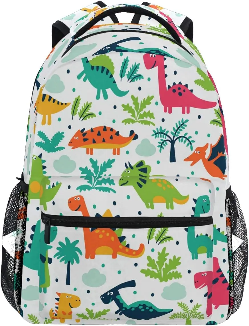 Vdsrup Cute Little Dinosaur Backpack for Girls Kids Boys Forest Tree Dino Dragon School Book Bag Waterproof Student Laptop Backpacks College Carrying Bags Casual Durable Lightweight