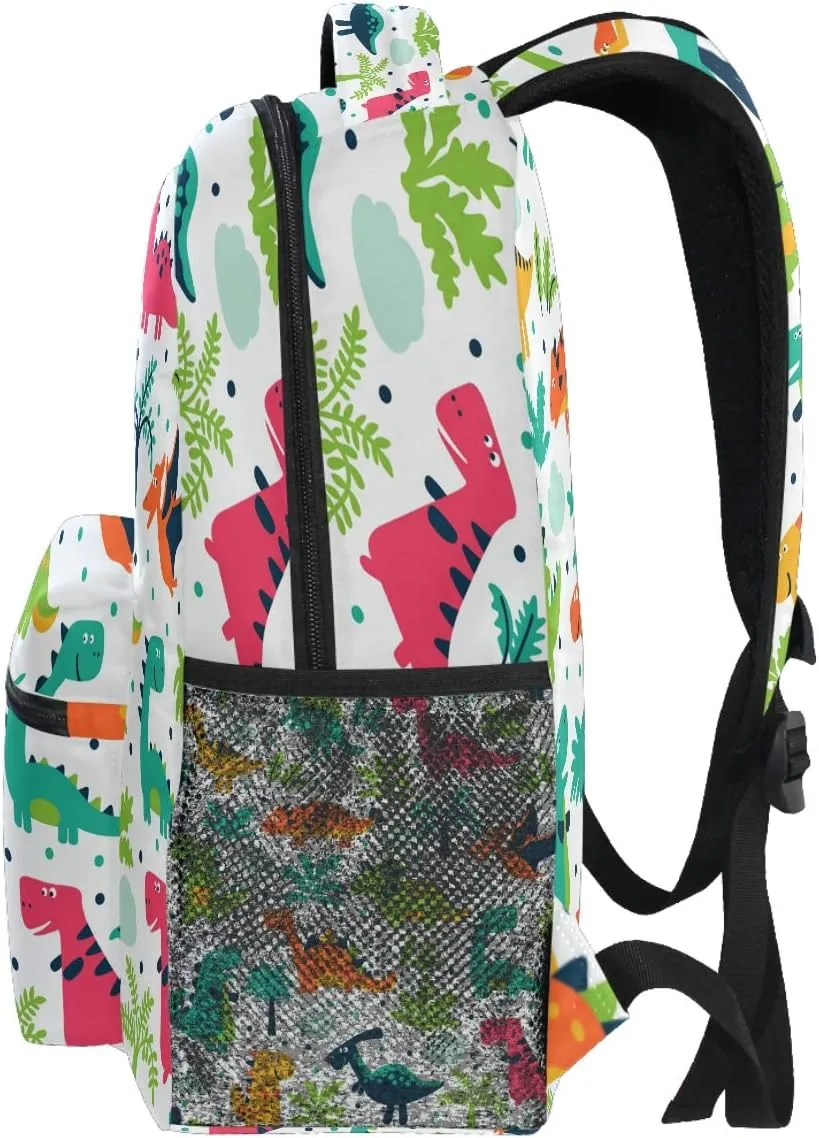 Vdsrup Cute Little Dinosaur Backpack for Girls Kids Boys Forest Tree Dino Dragon School Book Bag Waterproof Student Laptop Backpacks College Carrying Bags Casual Durable Lightweight