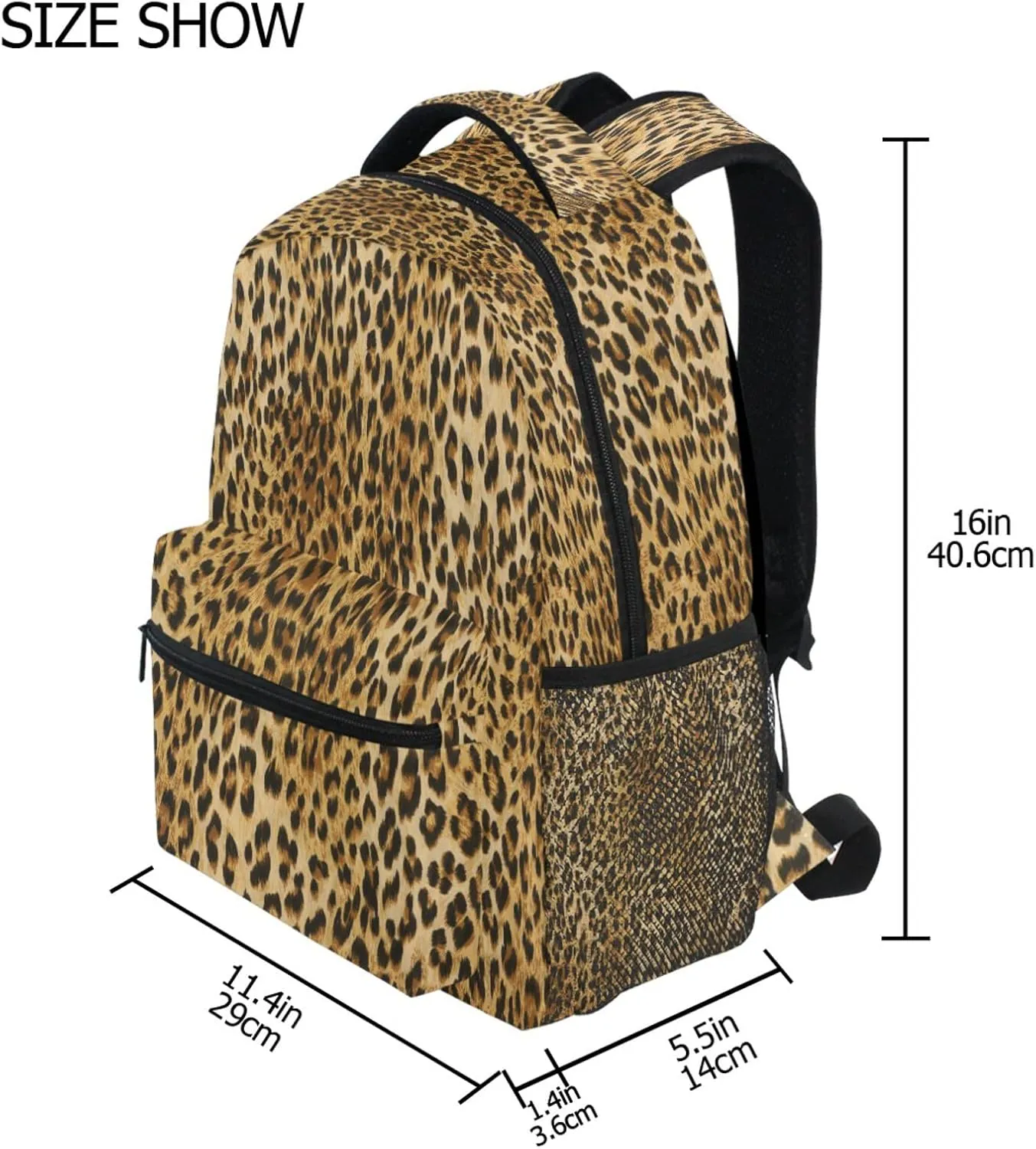 Vdsrup Vintage Leopard Print Backpack for Girls Kids Boys Chic Animal Print School Book Bag Waterproof Student Laptop Backpacks College Carrying Bags Casual Durable Lightweight