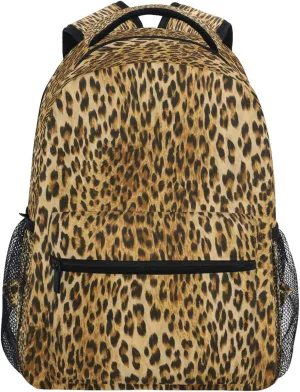 Vdsrup Vintage Leopard Print Backpack for Girls Kids Boys Chic Animal Print School Book Bag Waterproof Student Laptop Backpacks College Carrying Bags Casual Durable Lightweight