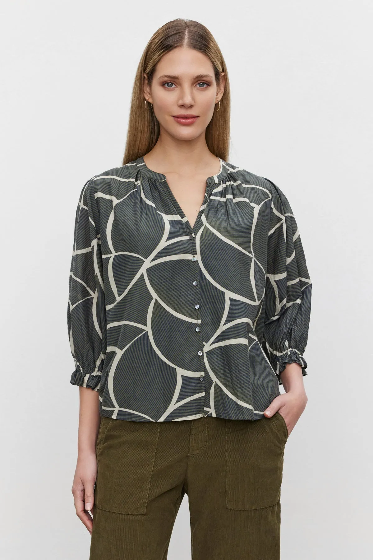 Velvet by Graham & Spencer Betty 06 Printed Blouse | Airbrush | Clearance Final Sale