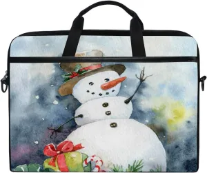 VIKKO Christmas Bright Cheerful Snowman Laptop Bag for Most 11.6-14inch Laptops/Tablets/Ultrabooks, Stylish Shockproof Laptop Case Sleeve Briefcase Computer Bag with Shoulder Strap