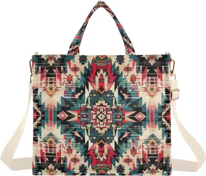 Vintage Ethnic Pattern Corduroy Tote Bag for Women Hobo Crossbody Bag Purse Stylish Shoulder Handbag Messenger Bags, S