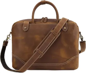 Vintage Genuine Leather Briefcase for Men,Business Travel Laptop Messenger Bags