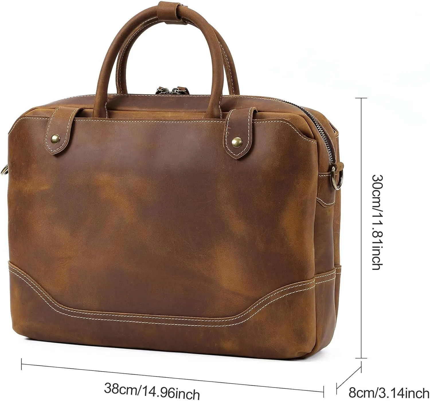 Vintage Genuine Leather Briefcase for Men,Business Travel Laptop Messenger Bags