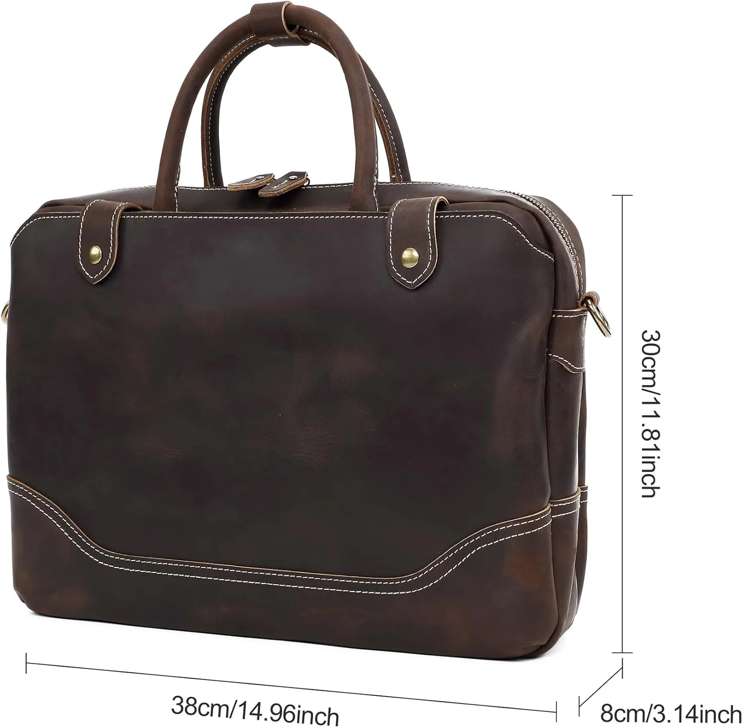 Vintage Genuine Leather Briefcase for Men,Business Travel Laptop Messenger Bags