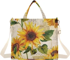Vintage Sunflowers Corduroy Tote Bag for Women Hobo Crossbody Bag Purse Stylish Shoulder Handbag Messenger Bags, S