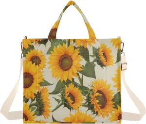 Vintage Sunflowers Corduroy Tote Bag for Women Hobo Crossbody Bag Purse Stylish Shoulder Handbag Messenger Bags, S