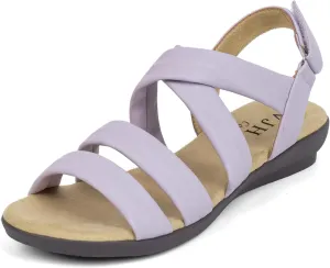 VJH confort Womens Flat Sandals, Soft Straps Slip-on Open Toe Light Weight Elastic Slingback Comfort Casual Walking Sandals