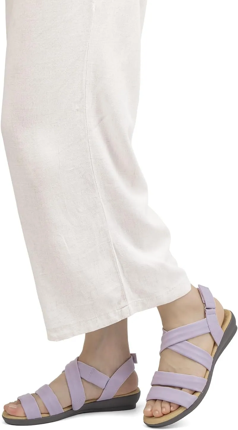 VJH confort Womens Flat Sandals, Soft Straps Slip-on Open Toe Light Weight Elastic Slingback Comfort Casual Walking Sandals