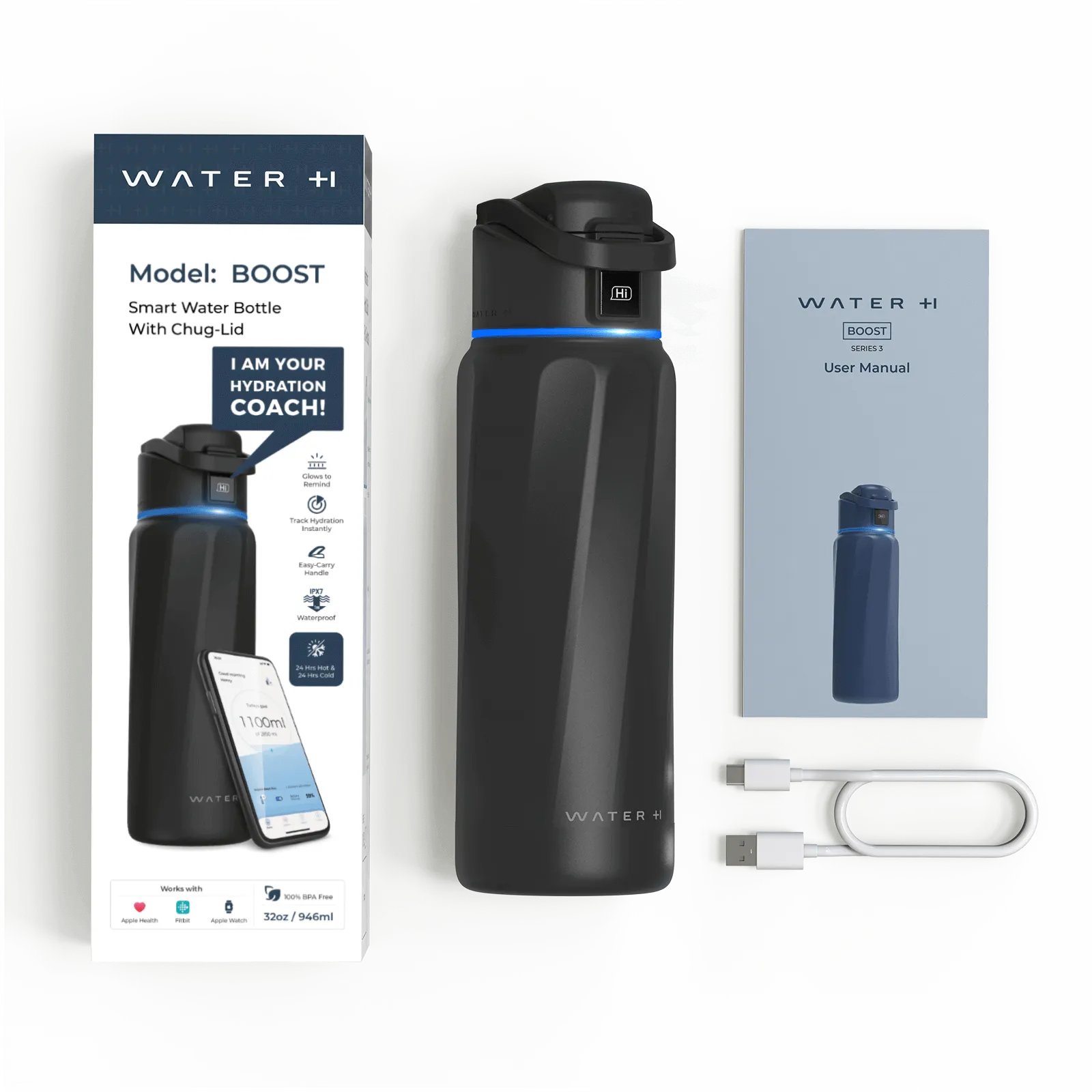 WaterH Boost Smart Water Bottle 32oz