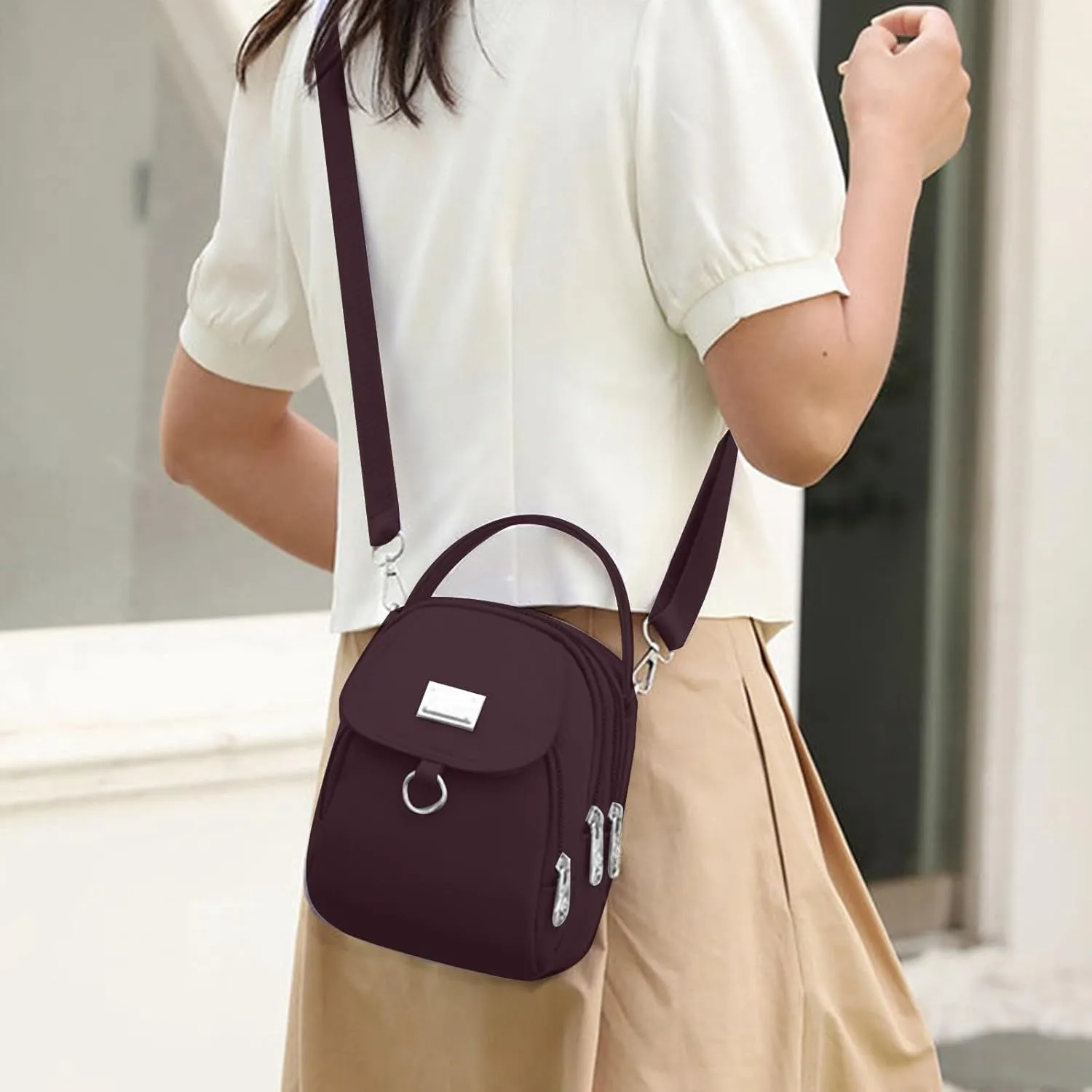 Waterproof Women Crossbody Bag Nylon Messenger Bags Simple Purse for Work, Multi-pocket Storage Shoulder Handbag
