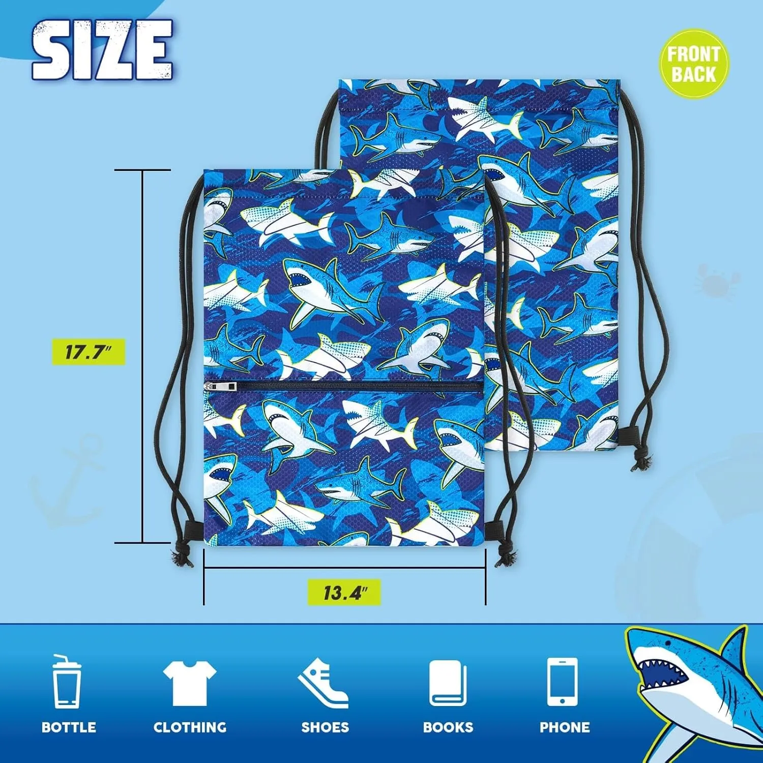 WAWSAM Drawstring Backpack - Drawstring Bags for Kids Swim Bag for Beach