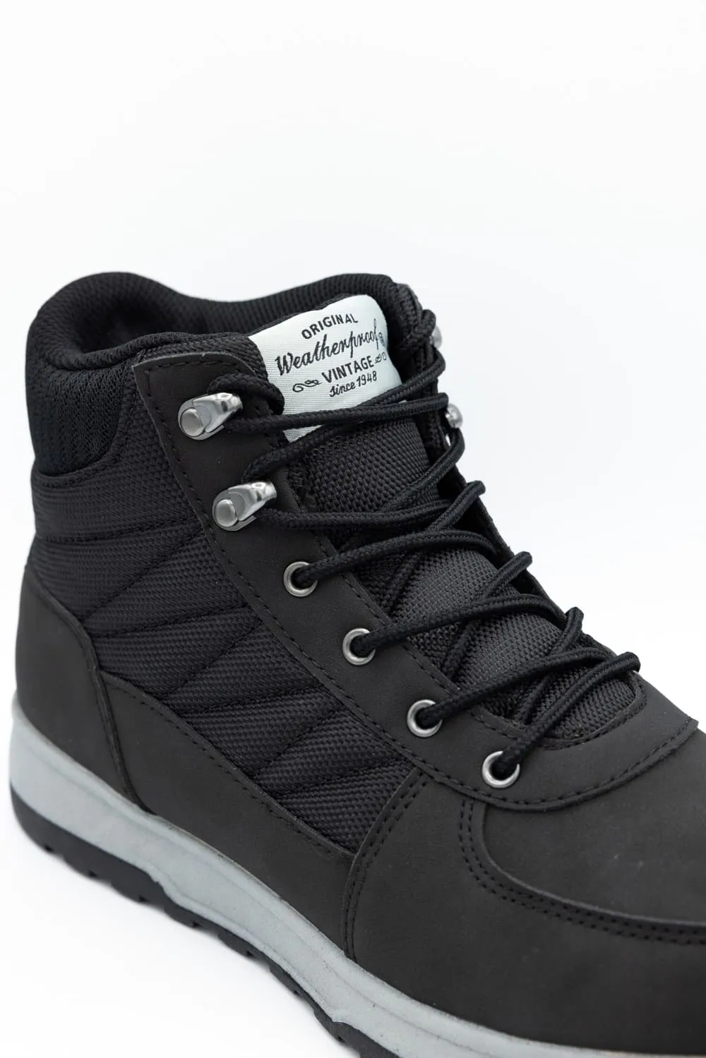 Weatherproof Vintage Steven Lace Boots for Men in Black | STEVEN-BLACK