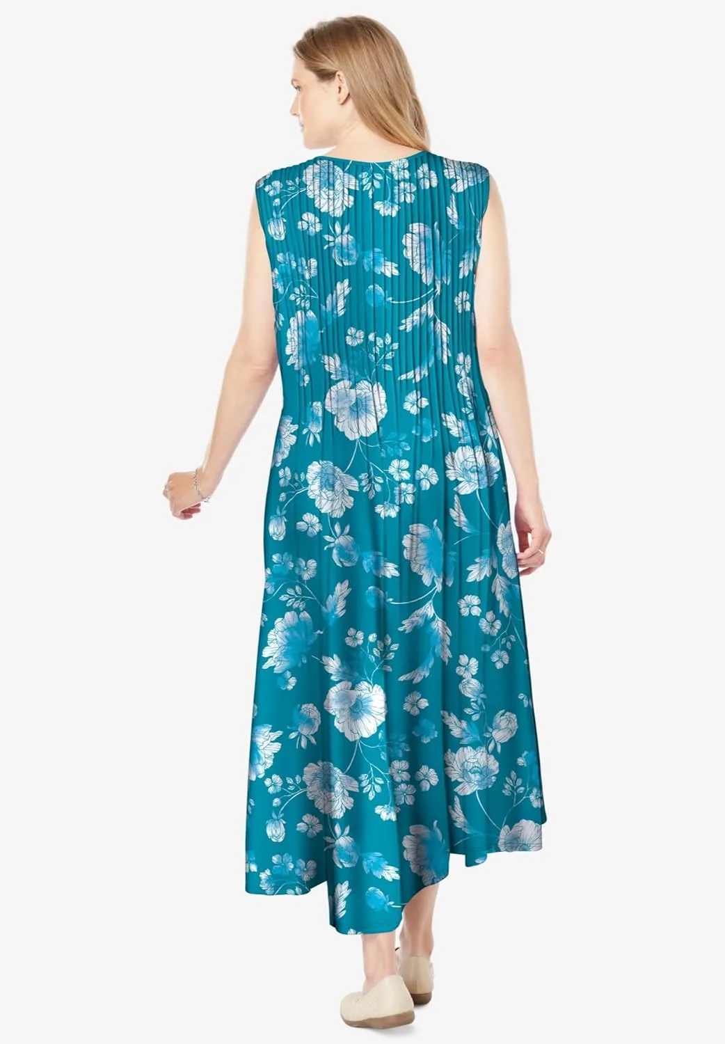 Woman Within Plus Size Pintucked Sleeveless Dress