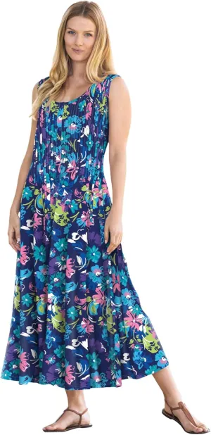 Woman Within Plus Size Pintucked Sleeveless Dress