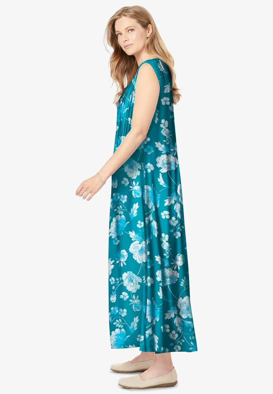 Woman Within Plus Size Pintucked Sleeveless Dress