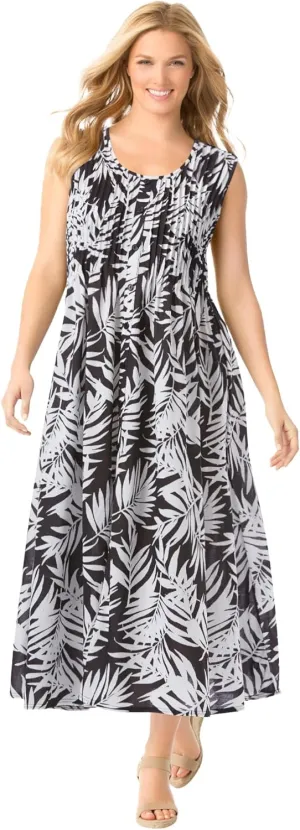 Woman Within Plus Size Pintucked Sleeveless Dress