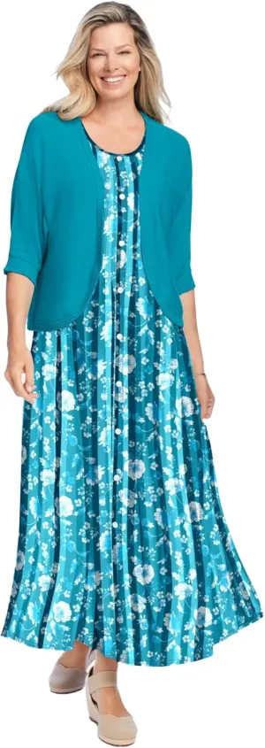 Woman Within Plus Size Pintucked Sleeveless Dress