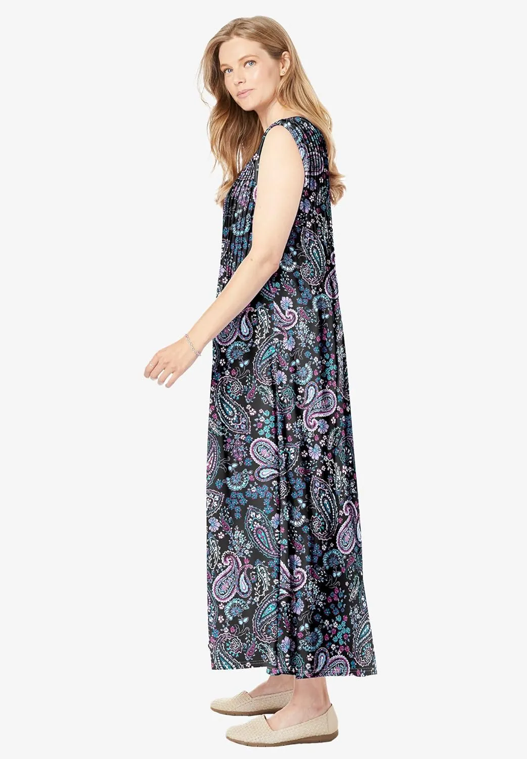 Woman Within Plus Size Pintucked Sleeveless Dress