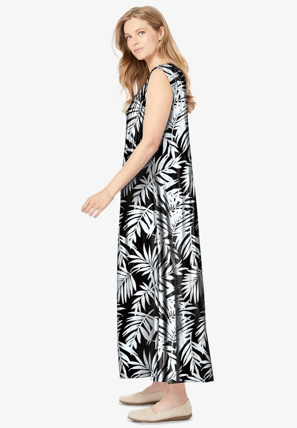 Woman Within Plus Size Pintucked Sleeveless Dress