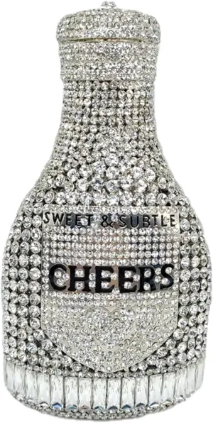 Women Champagne Bottle Rhinestone Clutch Unique Evening Bag Crystal Dinner Handbag Bride Purse for Party Cocktail