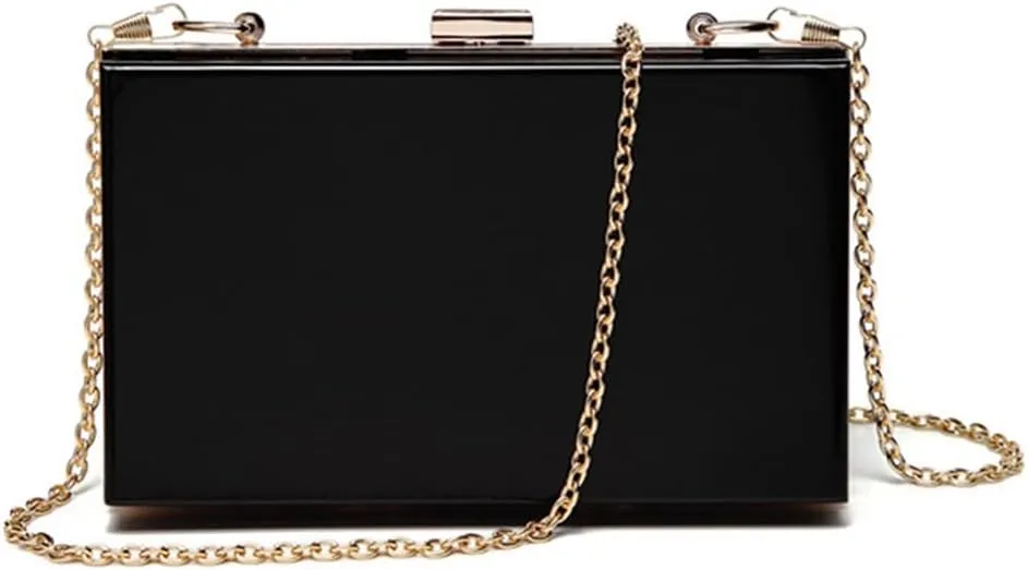 Women Clear Purse Acrylic Evening Clutch Bag Shoulder Handbag Unique Evening Bags and Clutches Crossbody Purse Black
