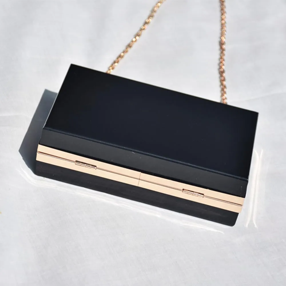 Women Clear Purse Acrylic Evening Clutch Bag Shoulder Handbag Unique Evening Bags and Clutches Crossbody Purse Black