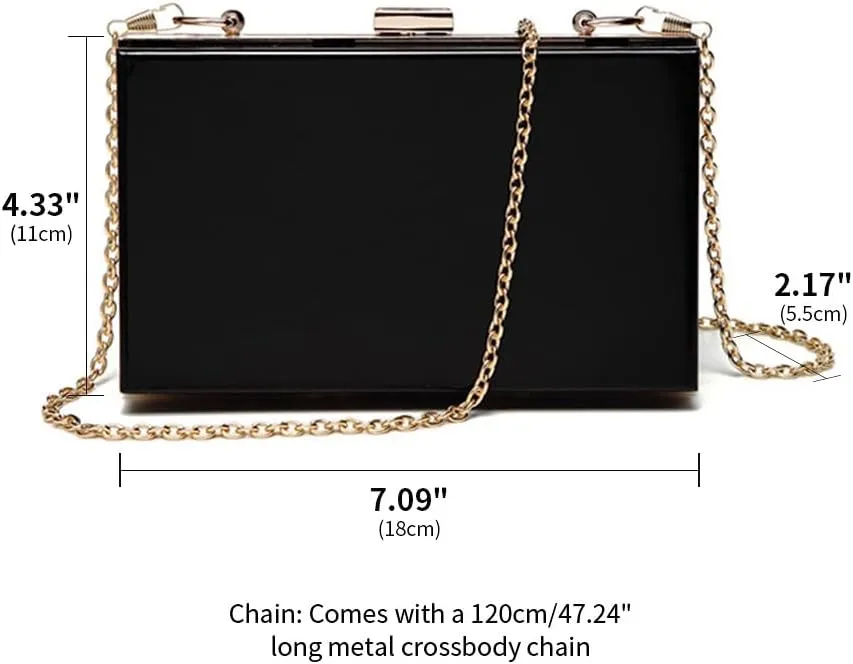 Women Clear Purse Acrylic Evening Clutch Bag Shoulder Handbag Unique Evening Bags and Clutches Crossbody Purse Black